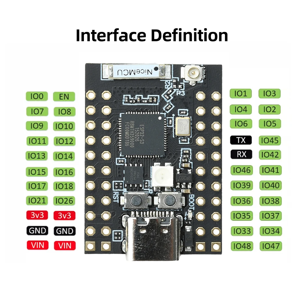 ESP32-S3-N16R8 MINI Entwicklungsboard 16MB Flash 8MB PSRAM BT5 Typ-C-Schnittstelle – Detail 9