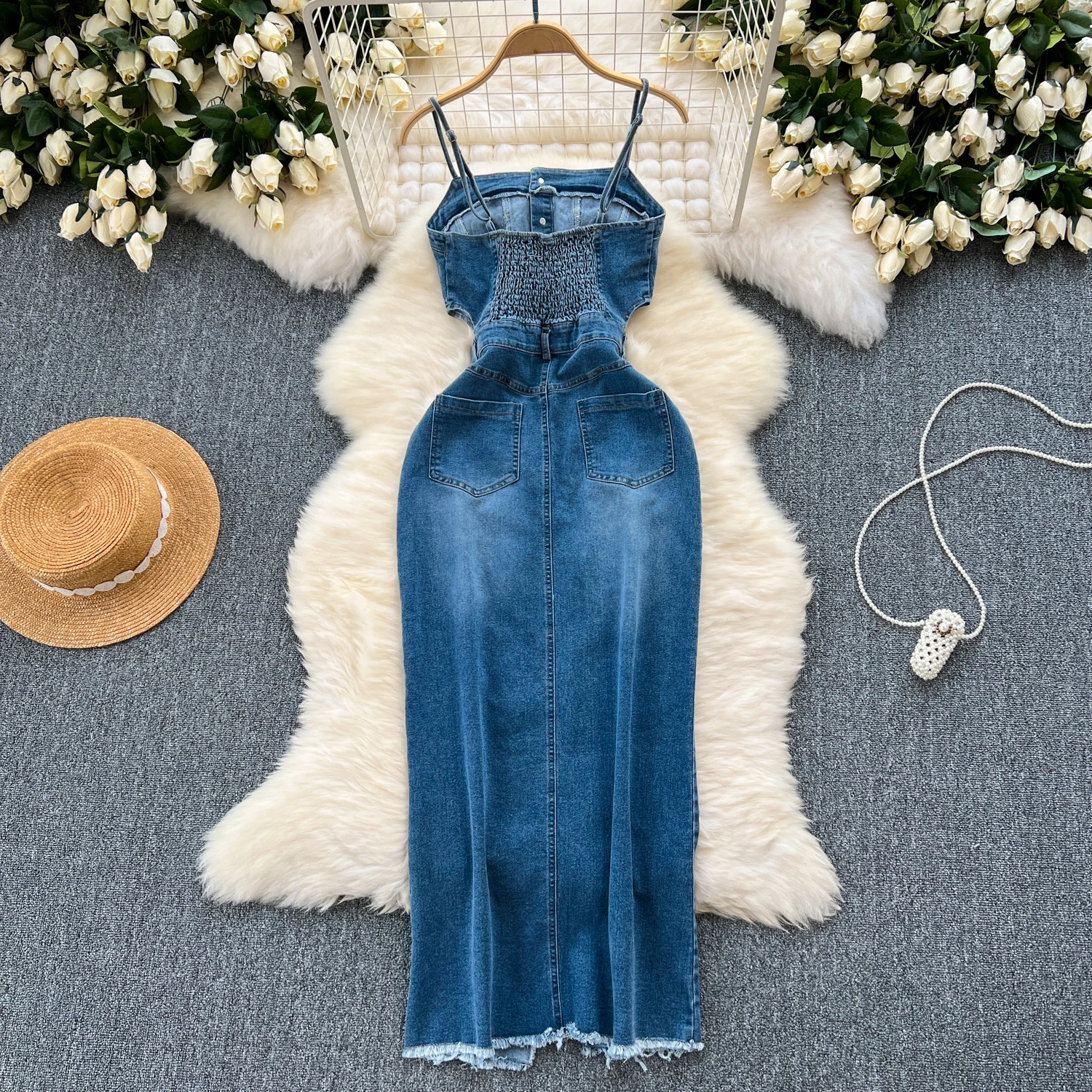 Femininno Sexy Split Vestidos Mujer Denim Women 2026 Dresses Starp Dress  Summer New Button Vestido Chic Double Pockets Robes - AliExpress 200000345