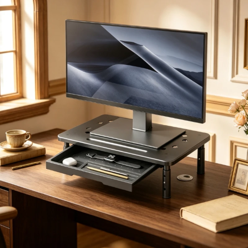 Adjustable Monitor Stand Riser with Storage Shelf and Desktop Organizer for PC, Laptop, Home Office, Study Desk, Workspace