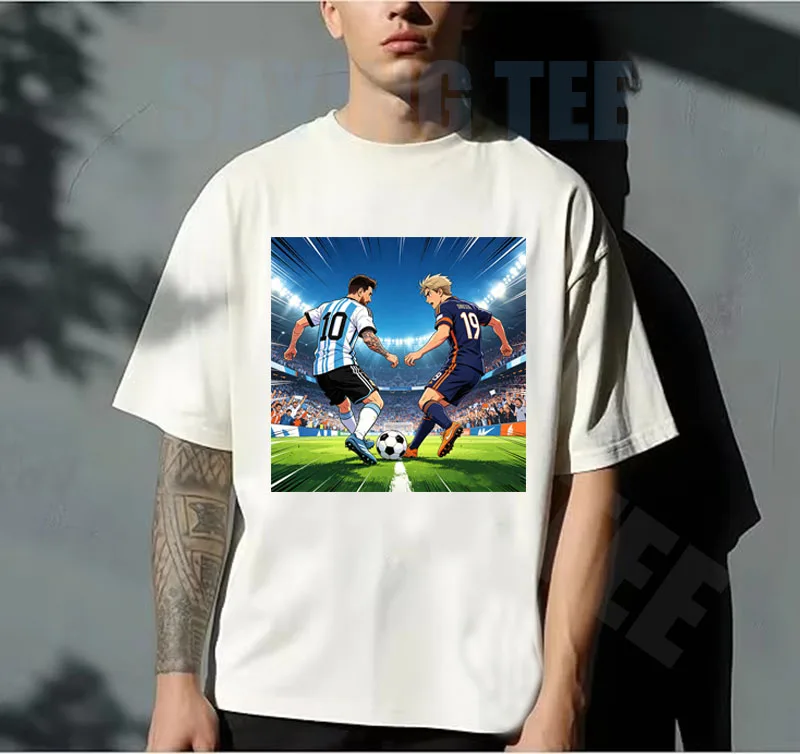 Messi Wasch- und Bade-T-Shirt: Messi-gesegnetes Meme-Fan-T-Shirt im Y2K-Cartoon-Stil für den Fußballspieltag 2026 – PK Yamal Kleidung – Detail 9