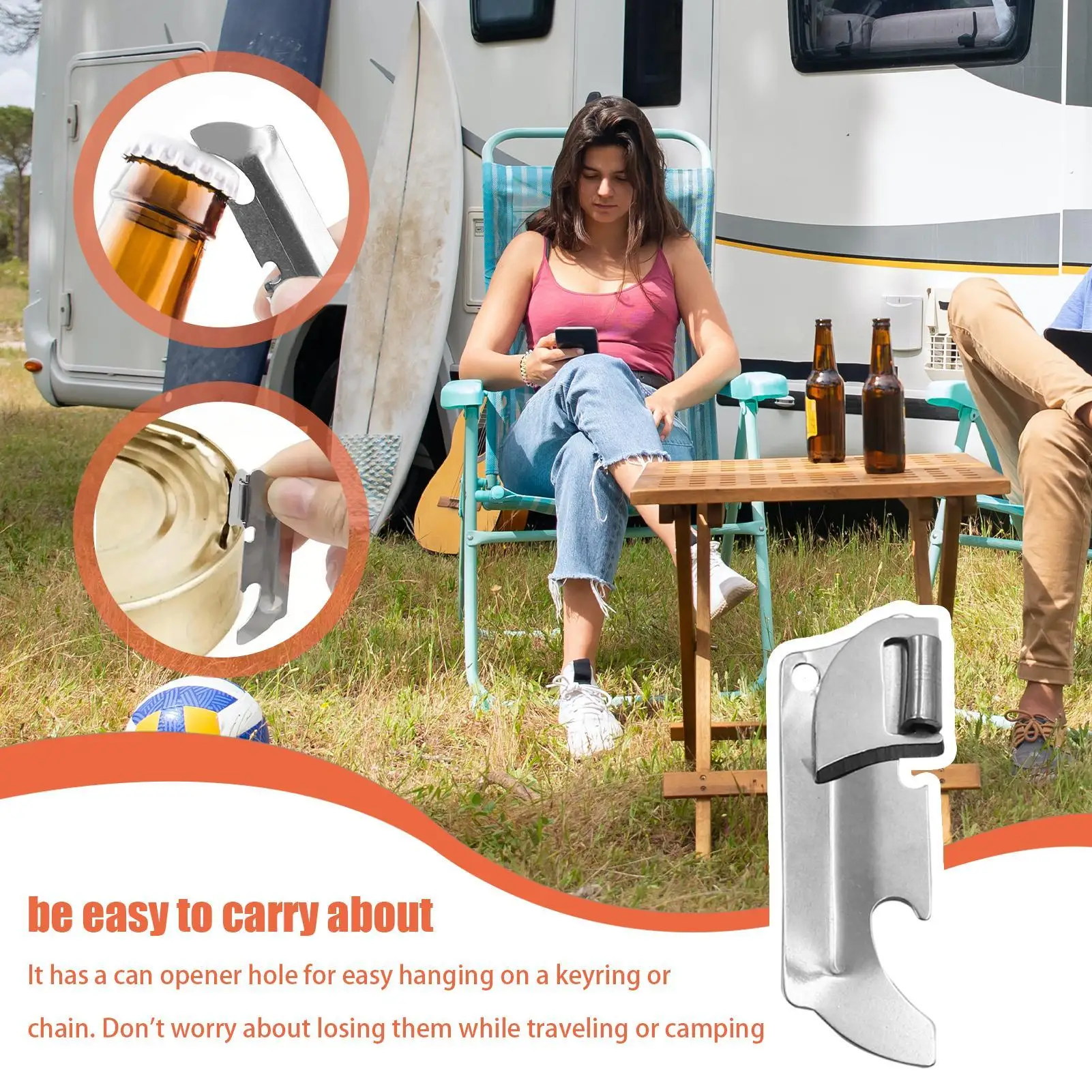 Portable Bottle Jar Opener Stainless Steel Hand Held Can Opener Safe Cut Can Kitchen Gadget For Beers Cans Beverages Camping