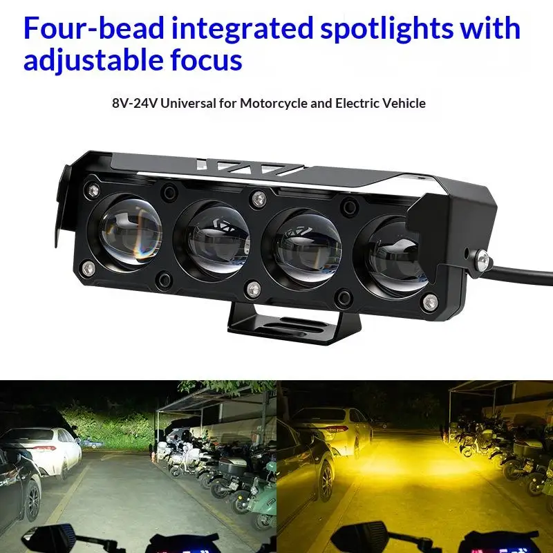 Universal Fit Motorcycle LED Spot Light Dual Color Hi/Low Beam 1PC Fog Lamp for Car Trucks Daily Commute Use