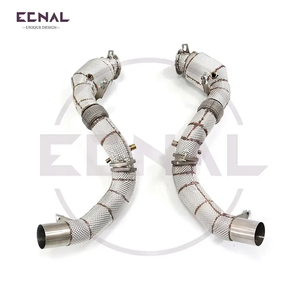 Ecnal Exhaust Downpipe for BMW G14 G15 G16 M850i V8 4.4T Auto Sports Exhaust Pipe with Heat Shield Car Accessories