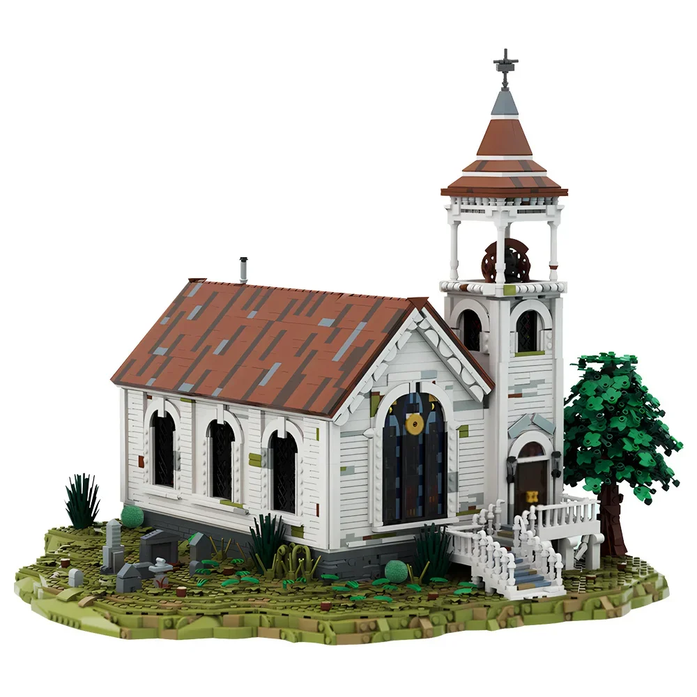 

MOC Red Dead Redemption 2 Western Church Valentine Building Blocks Model Medieval Church Architecture Bricks Toys Kids Gifts