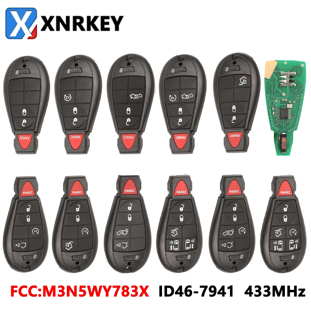 

XNRKEY Remote Car Key Fob 433Mhz 7941 for Chrysler Town & Country Jeep Grand Cherokee Dodge Caravan Journey M3N5WY783X IYZ-C01C