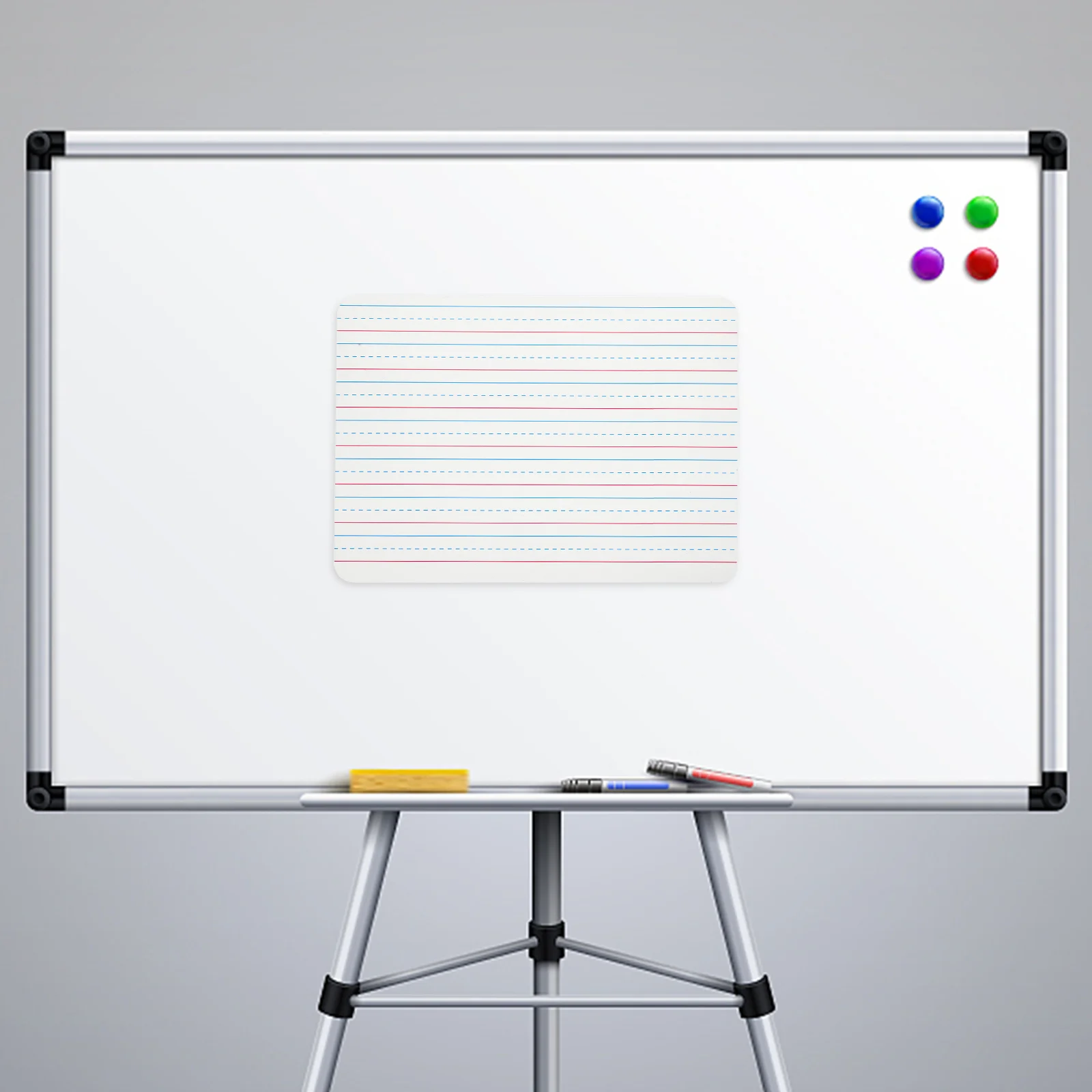 Trocken abwischbares, liniertes Whiteboard, doppelseitiger Flip (schwarzer Rand), magnetische kleine Whiteboards für das Büro, Klappe, PVC, Klassenzimmer