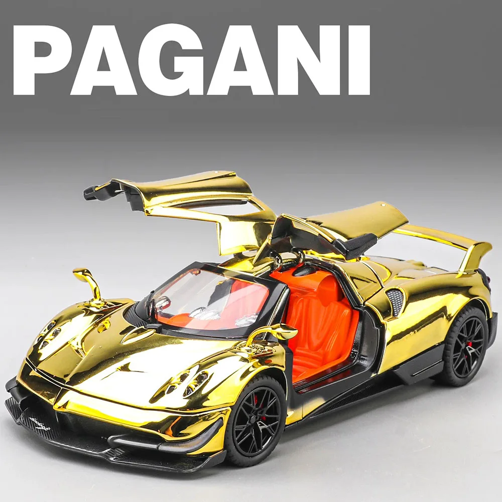 

Масштабная модель автомобиля PAGANI Huayra Zonta HP 1:24, литая под давлением, с открывающимися дверями, звуком, светом, инерционным механизмом, коллекционный сувенир