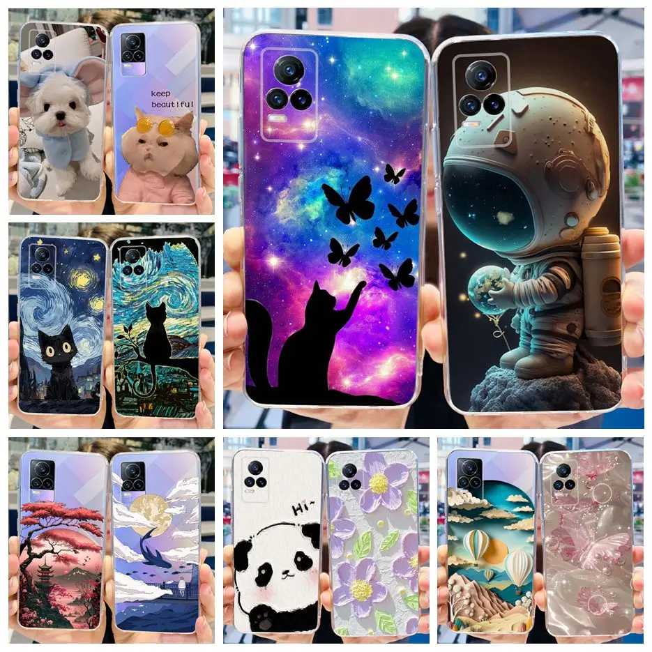 For Vivo V21e 4G Case V2061 Cute Fashion Painted Cover Clear Silicone Phone Cases For Vivo V21 V2066 V2108 VivoV21 e V21e Bumper