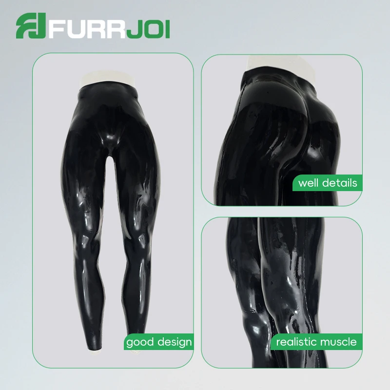 Furrjoi – combinaison musculaire en Silicone, pantalon pour Costumes de Cosplay, jambes réalistes noires entières, combinaison musculaire en Latex, fourrure fétiche