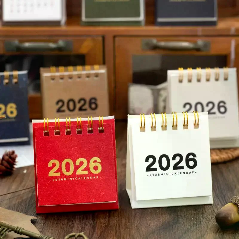 2026 Mini Simple Calendar Small Desk Calendar Creative Coil Calendar Planner Desktop Decoration Office Stationery