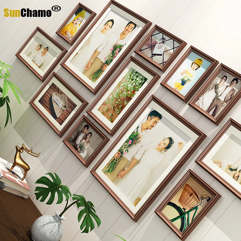 Sunchamo Living Room Photo Decoration Hole Free Photoes Frame Sofa Background Creative Album Wall Hanging 177x72 / 243x74 Gifts