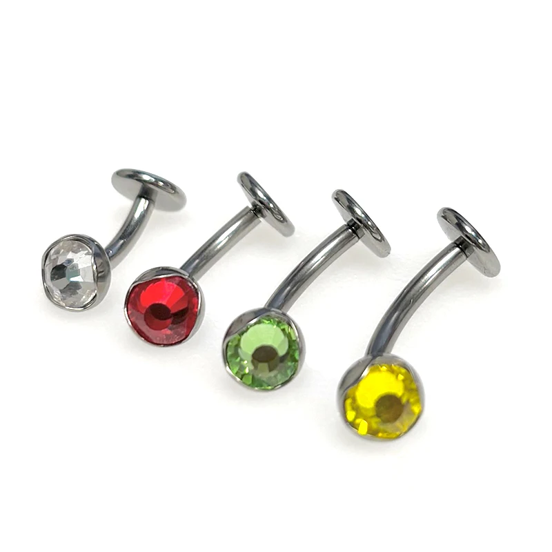 

F136 14G Titanium Alloy Wave Zirconium Belly Button Ring Floating Belly Bar Threaded Fashion Piercing Jewelry