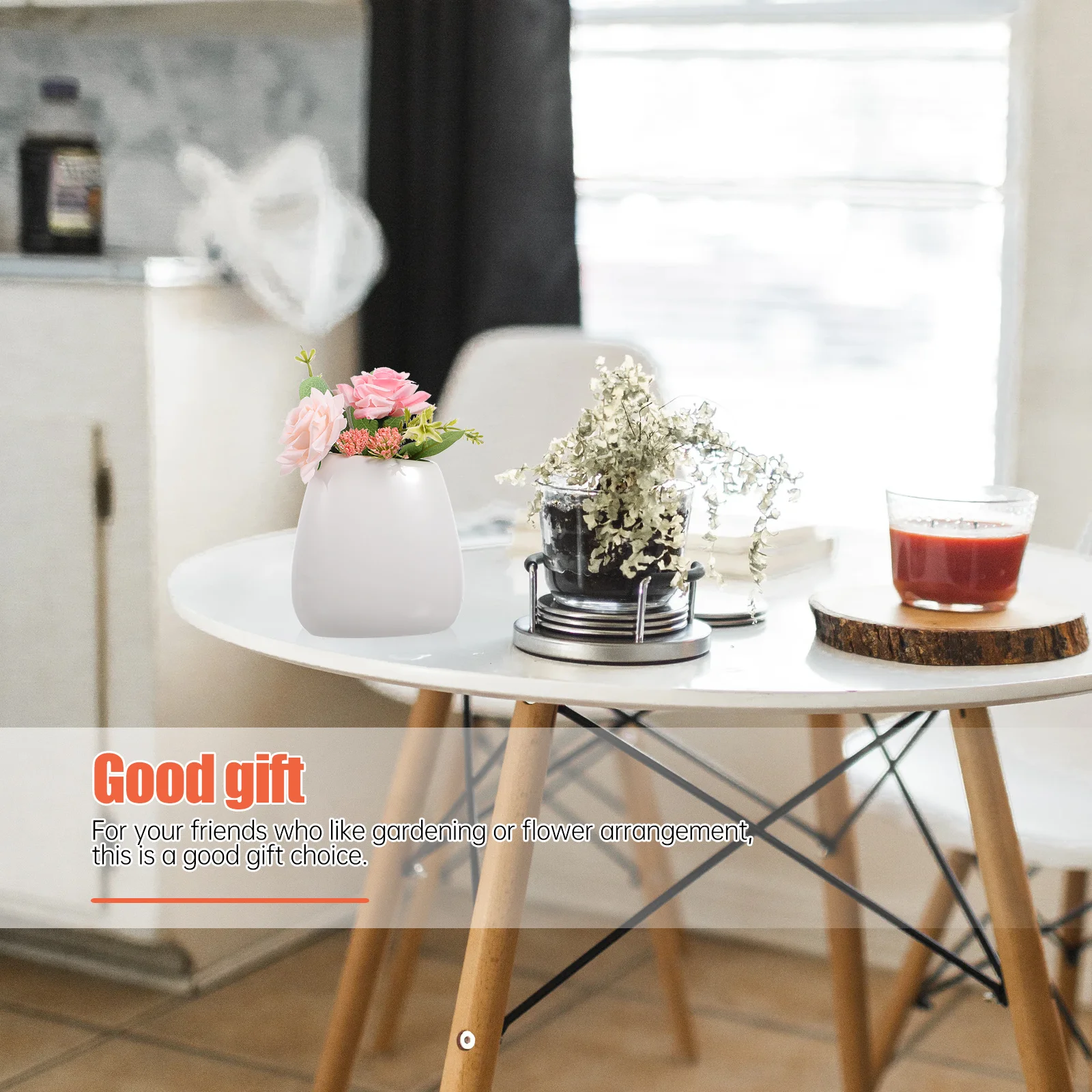 

1Pcs Ceramic Vase Household Artistic Flower Vase Smooth Tabletop Fresh Flower Arrangement Container Decorative