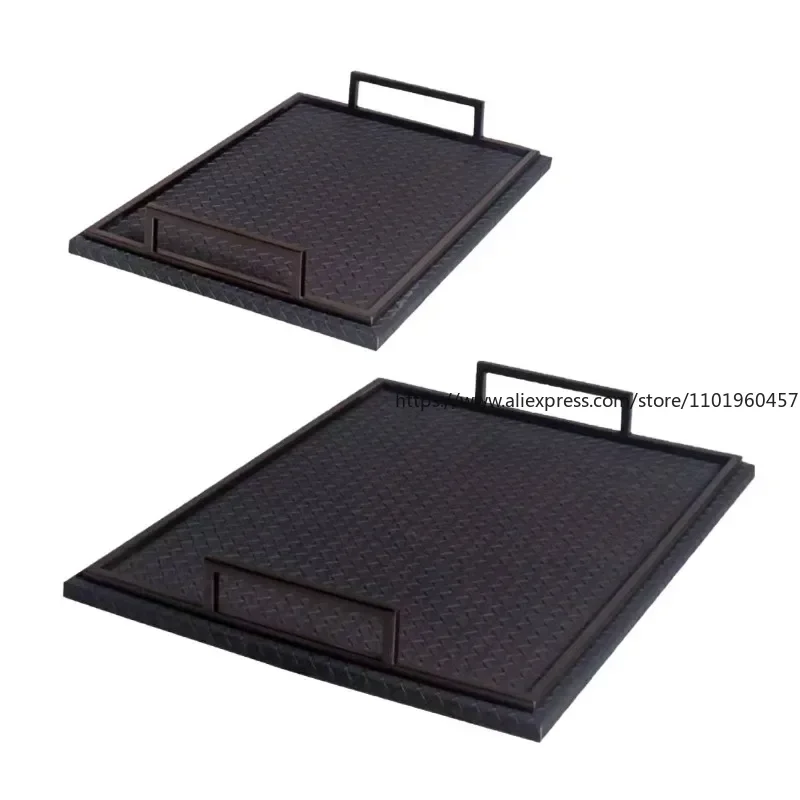 Modern Leather Storage Tray Creative Hand Woven Bedroom Jewelry Organizer Western Restaurant Tableware Container Home Decoration