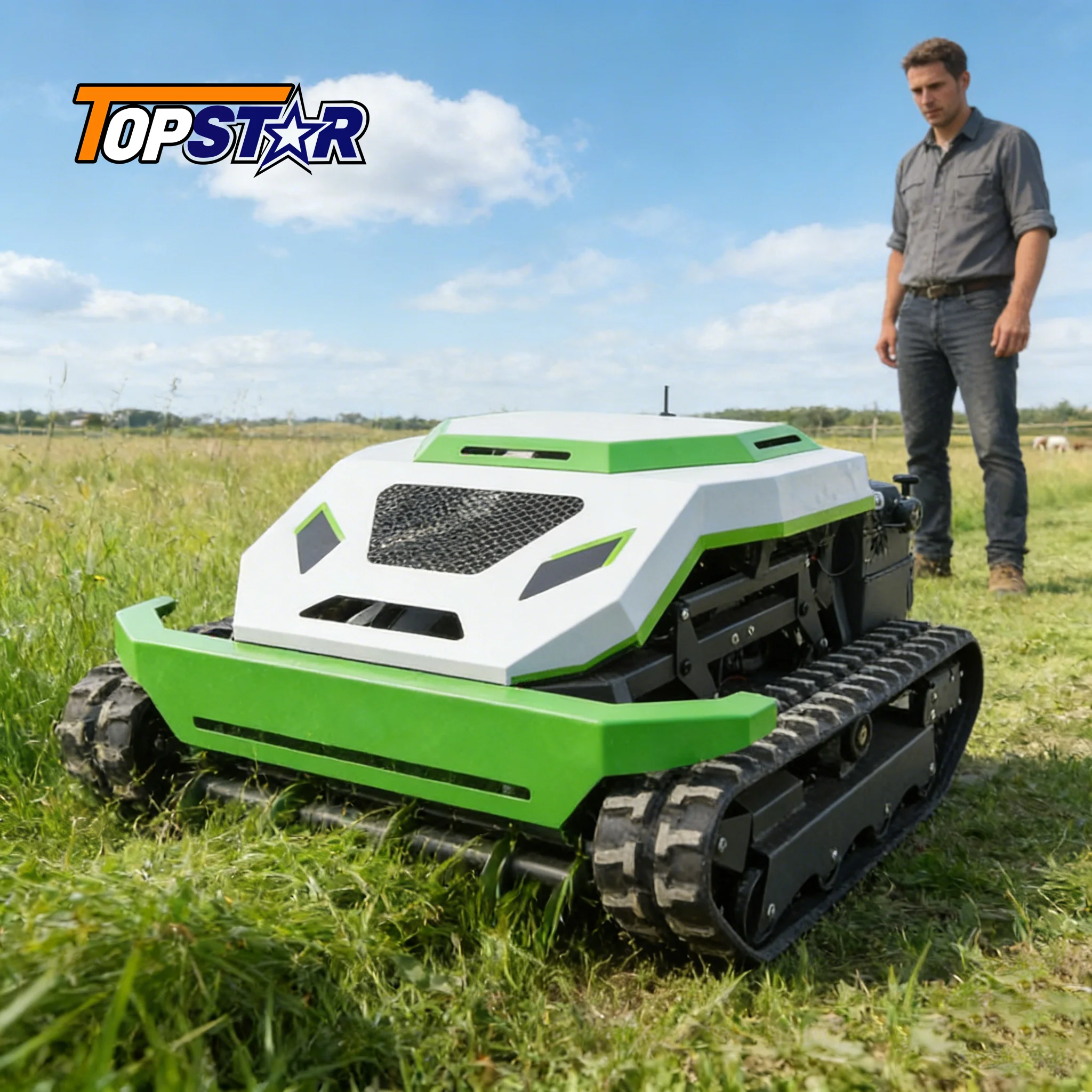 Electric Remote-controlled Lawn Mower Multifunctional Bulldozer Grass Shredder Snowplow for Garden Yard Driveway Care