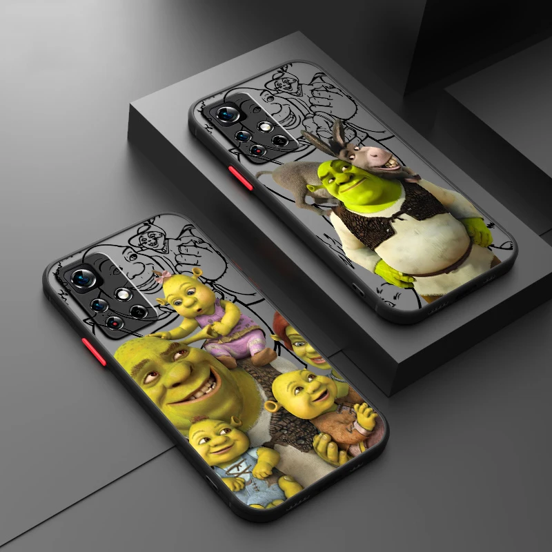 C-Cartoons Moive S-Shreks Coon Frosted Translucent For Redmi Note 13 12 12S 12T 11 11T 11E 10 10S 9 Pro Plus 5G Soft Phone Case