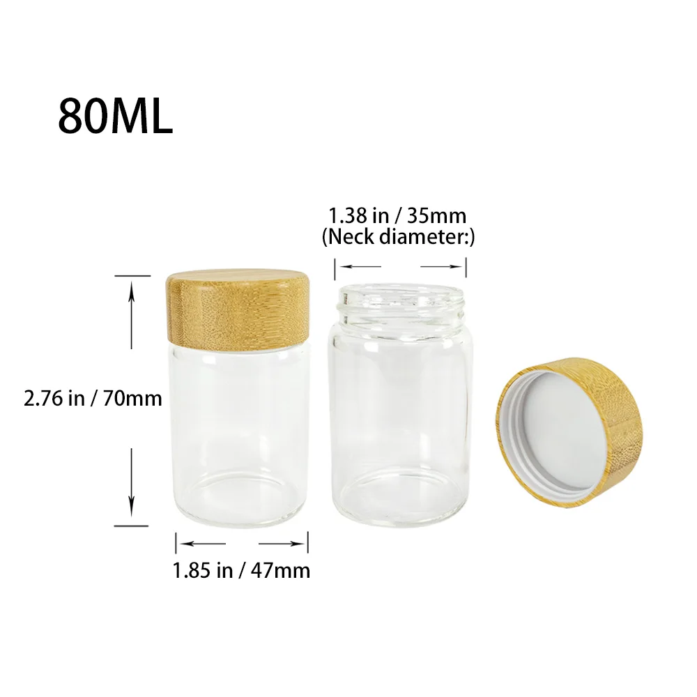 80ml Customized Glass Bottles Reusable Empty Gifts Jars Bamboo Plastic Lid Vials Hot Selling Eco-friendly Products 6Pcs/Lot