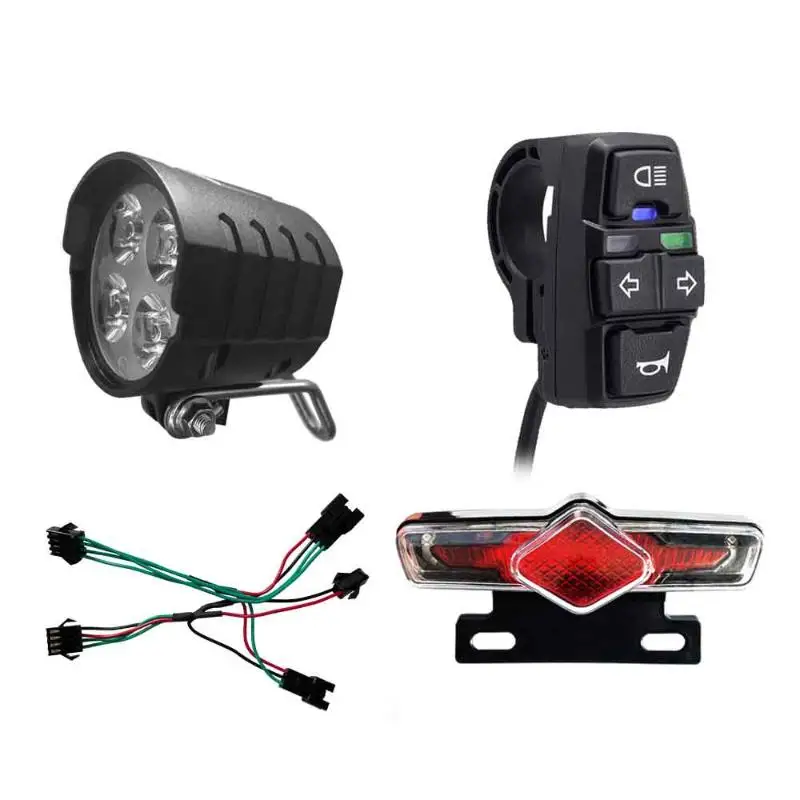 

1Set Electric Bike Front Light Rear Light DK336 Switch Cable Bike LED Light Set E-Bike Light Switch Turn Tail Light Accessories