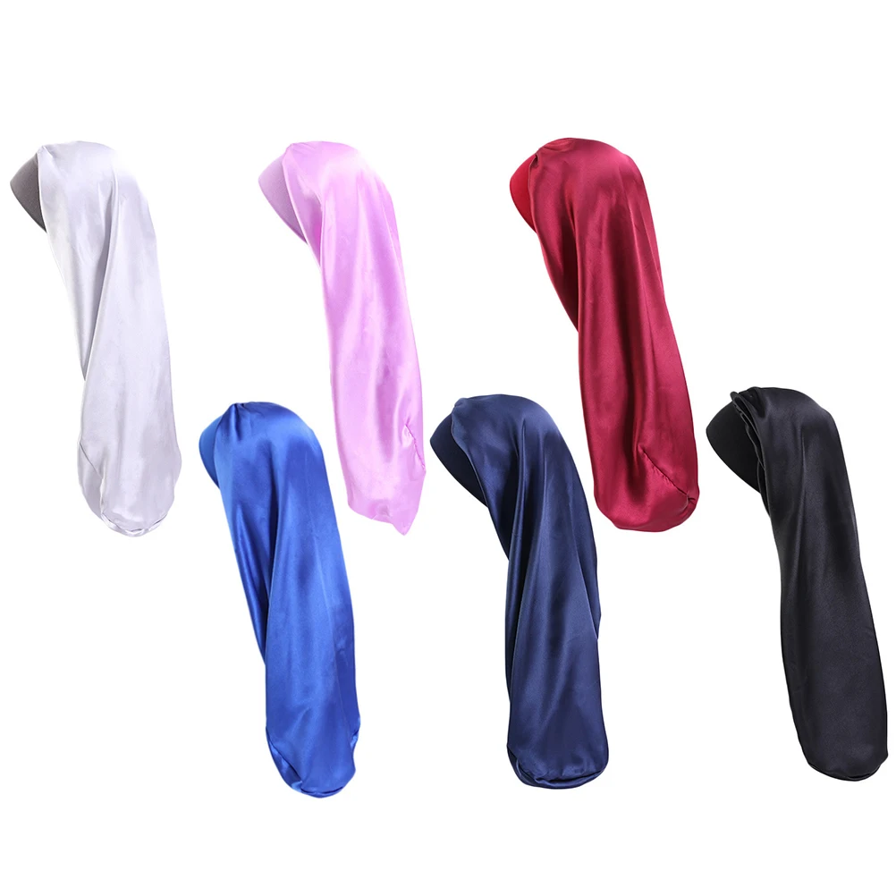 

6Pcs Satin Bonnet Elastic Sleeping Hats Women Hair Cover Dreads Breathable Comfortable Hair Protection Hat