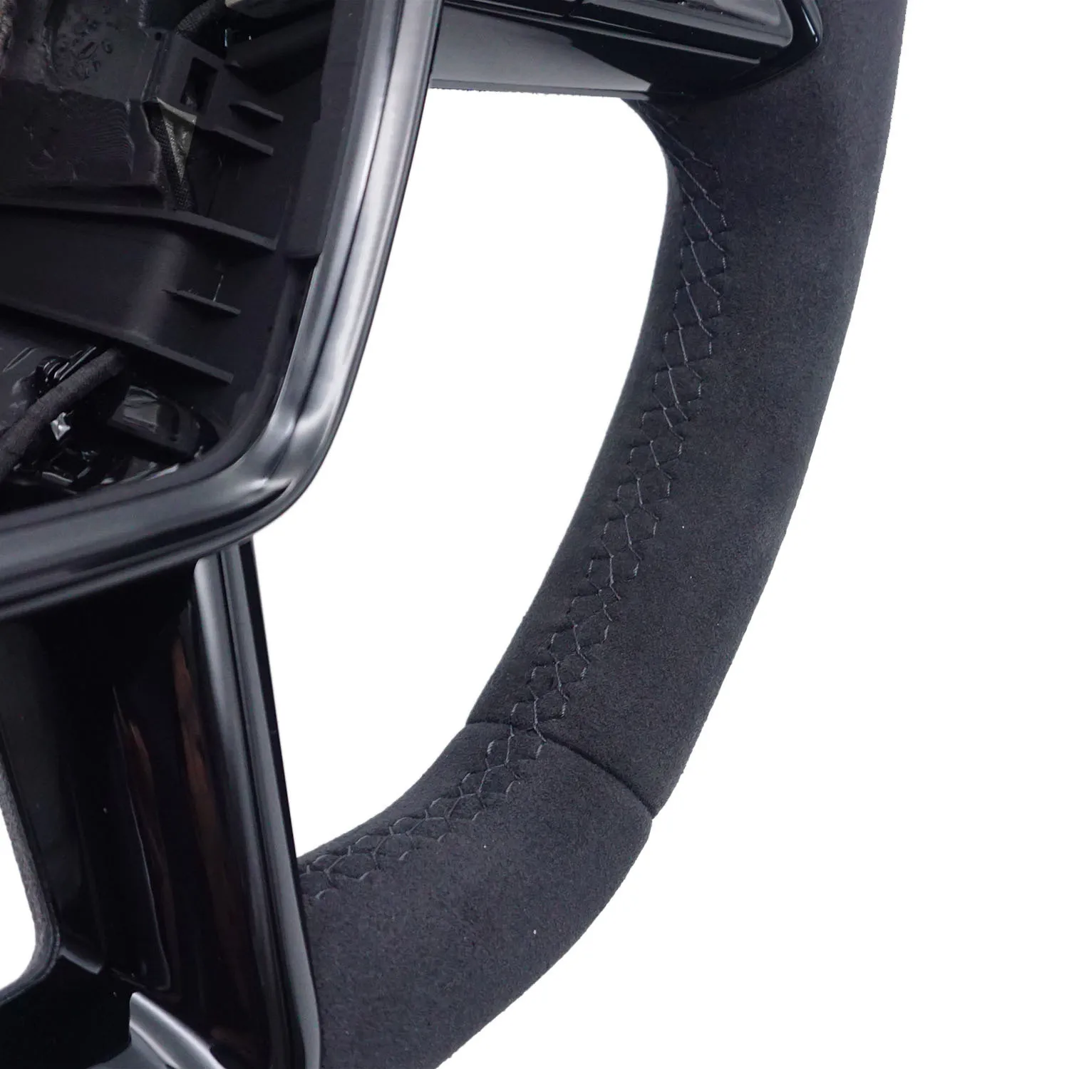 Passend für Audi A6C8 S, Standard-Lenkrad mit vollem Haar, schwarzem Kabel und Heizfunktion, flacher Unterseite, Innenraummodifikation – Detail 4