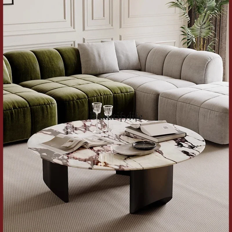 

FG28Italian Minimalist Living Room Home Natural Marble Luxury Stone round Tea Table