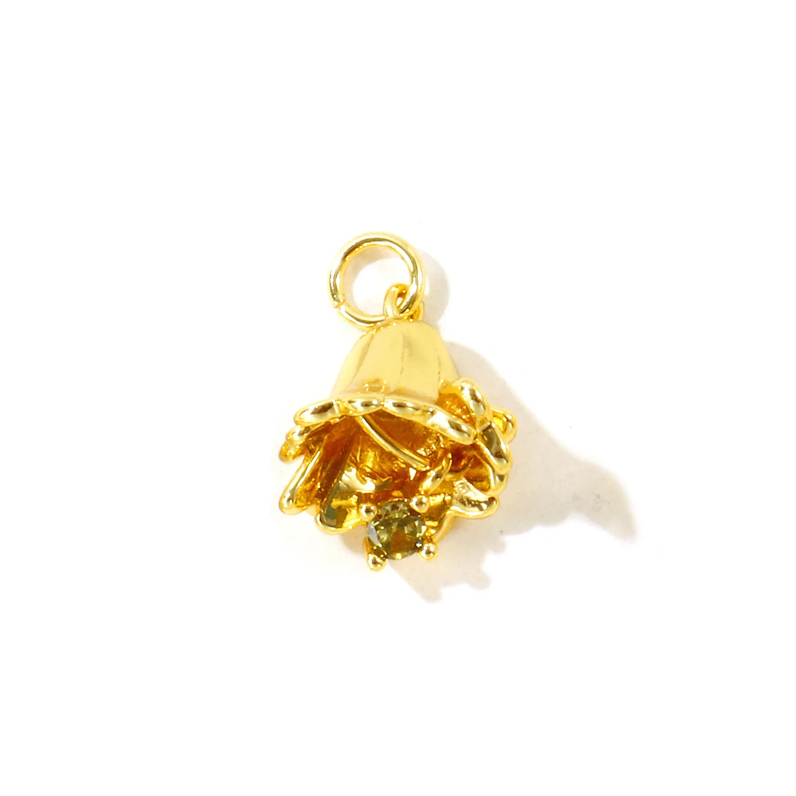 2 Stück Zirkonia-Geburtsmonatsblumen-Anhänger, 18K vergoldetes Messing, für DIY-Halsketten-Schmuckherstellung, Großhandel – Detail 8