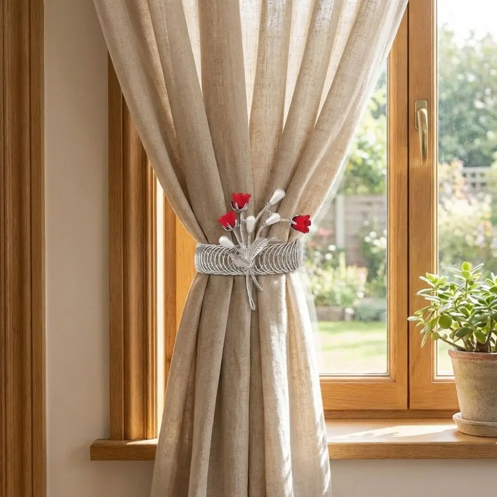 Adjustable Metal Curtain Clips Flower Shape Beautifully Curtain Tiebacks Exquisite Automatic Tightening Clips Window Treatment