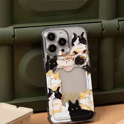 2024 Kitten pattern Phone Case For iPhone 14 16 11 12 13 15 Pro Max XS XR 7 8 Plus Case Cover Soft Silicone Wallet Card Holder