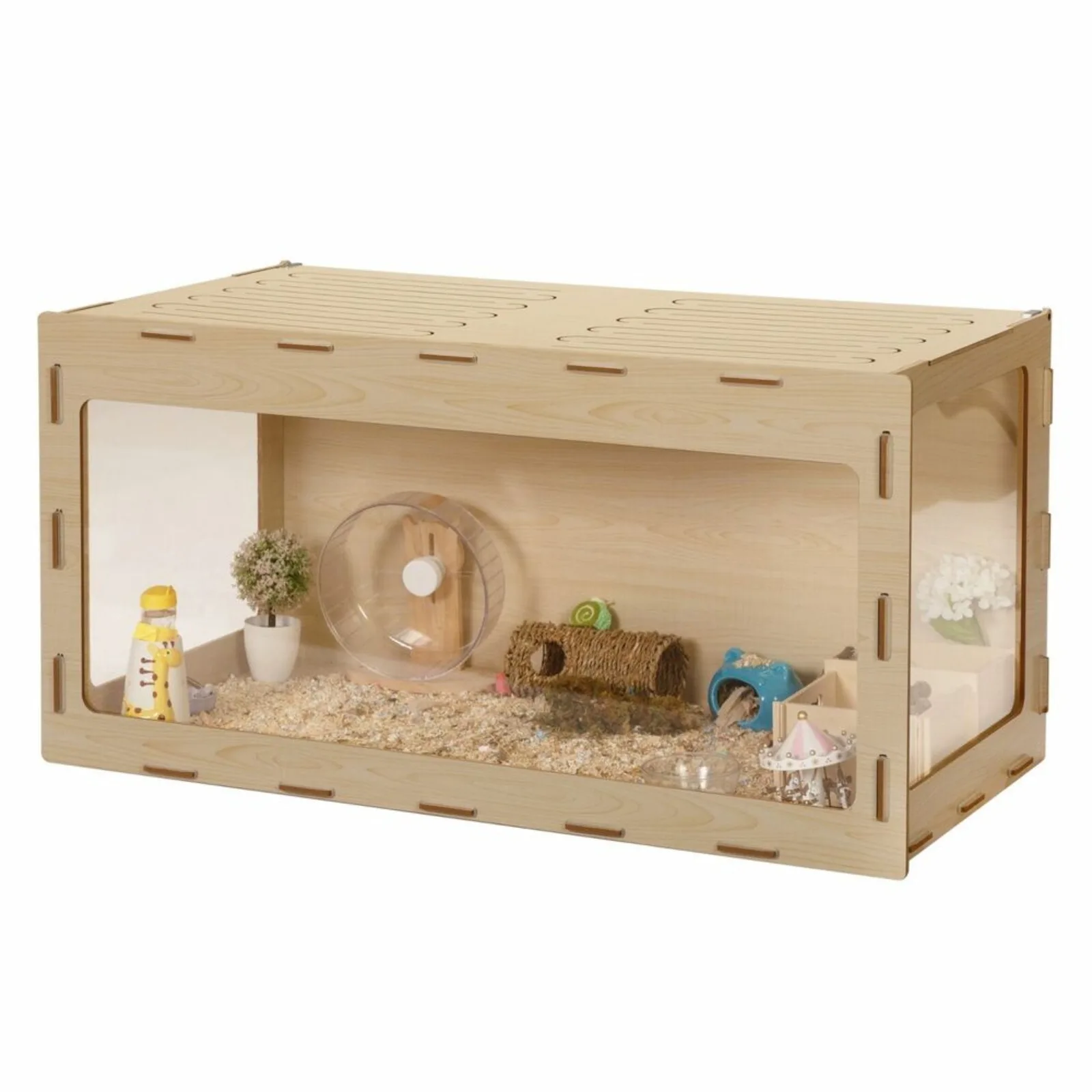 Large Wooden Hamster Cage,Habitat Shelter W/Acrylic Board,Flip Top United States