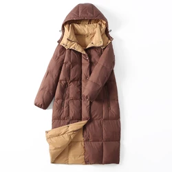 2022 Women's Winter Down Jacket Coats Women Long Casual Warm Puffer Jacket  Padded Hooded Down Parka Female Outerwear Clothing