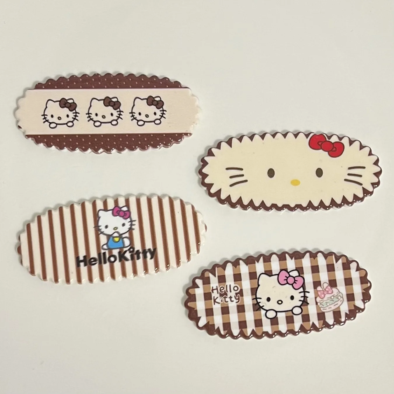 Rice Coffee Color Lace Oval KT Cat Hairpin, DIY Headwear, Mobile Phone Shell Piece, Cream Glue, Handmade Material