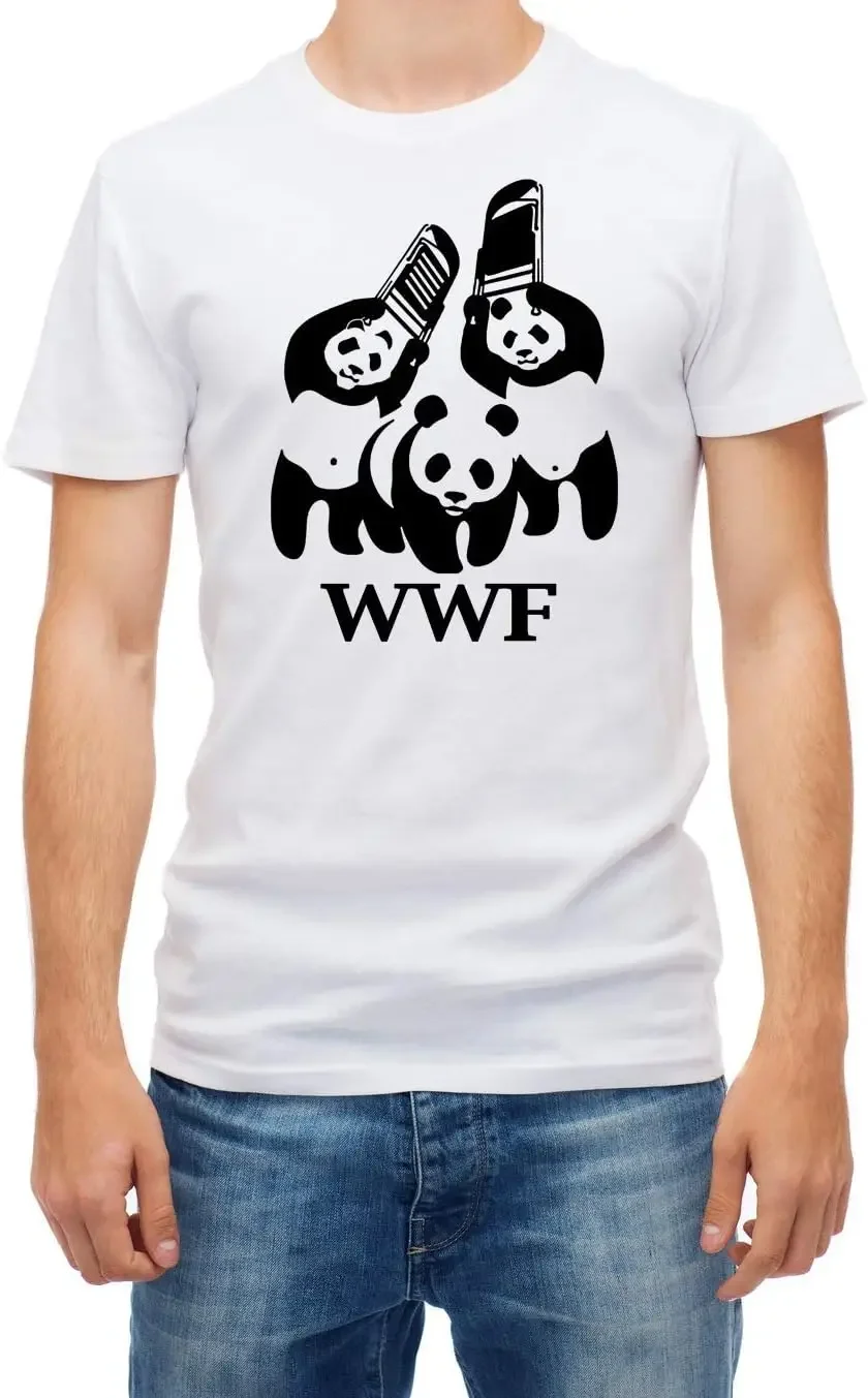 Couple Panda WWF Panda Wrestling wwe Funny White Short Sleeve T Shirt for Men's Cool Camiseta T Shirt Summer Fashion Tee Tops