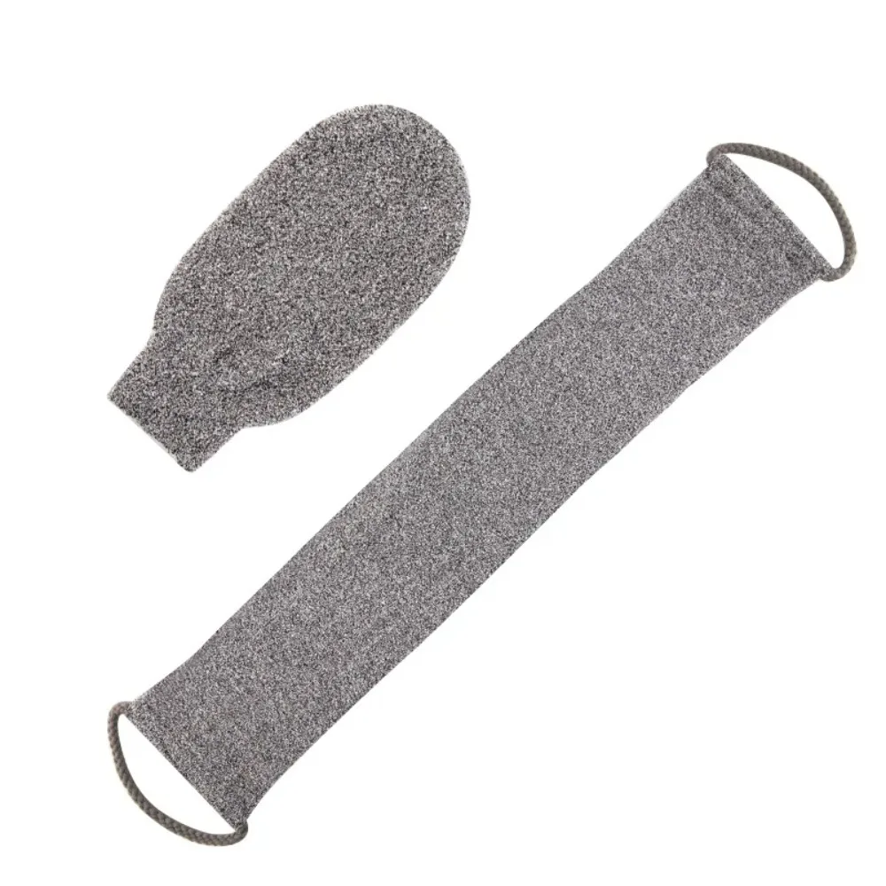 12*65CM Soft Grey Bamboo Fiber Body Scrub Pull Back Strip Rub Back Belt Bath Sponge Towel Bathroom Tools Body Cleaning Towel