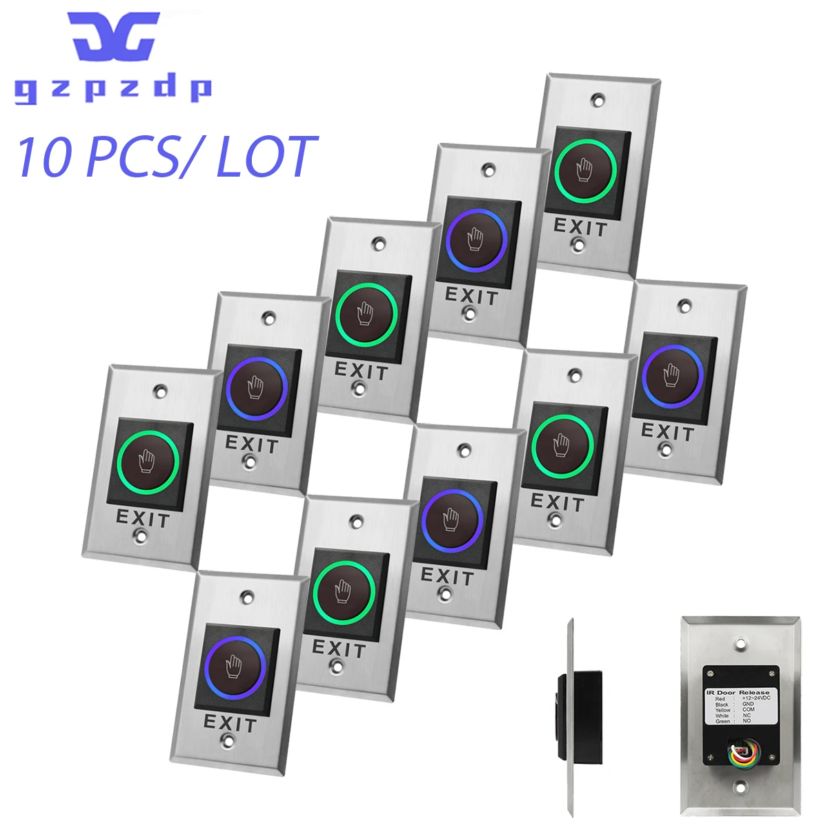 

10 PCS Metal Door Release Switch IR Contactless No Touch Infrared Exit Button K1