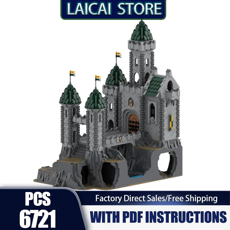 

Moc Building Blocks Green Dragon Stronghold Castle Model Technology Bricks Medieval Castle Model DIY Assembly Holiday Toy Gifts