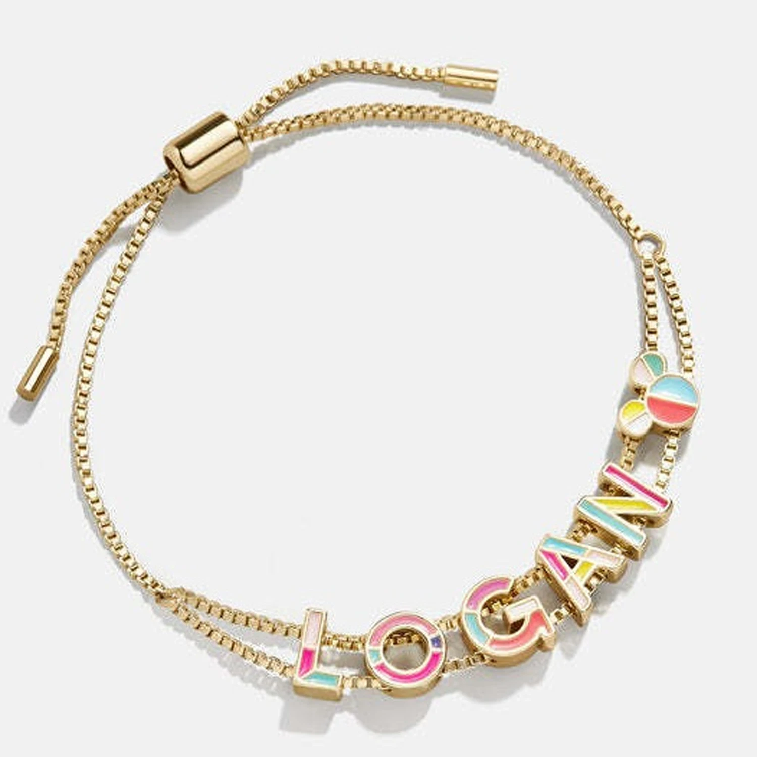 

Персонализированный эмалированный браслет-слайдер на заказ для женщин, двойная нить, регулируемая цепочка, браслет с воздушным шаром, подарок для женщин