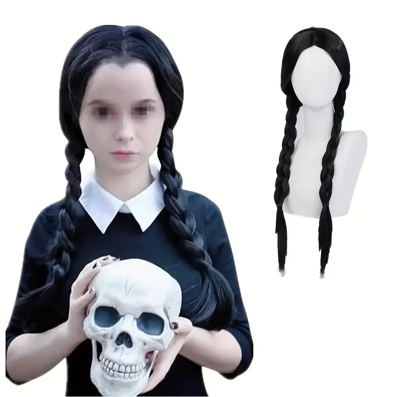 26 Inch Synthetic Black Braided Wig Hair With None Lace For Party Cosplay Daily Use Music Festival Christmas Halloween image 3