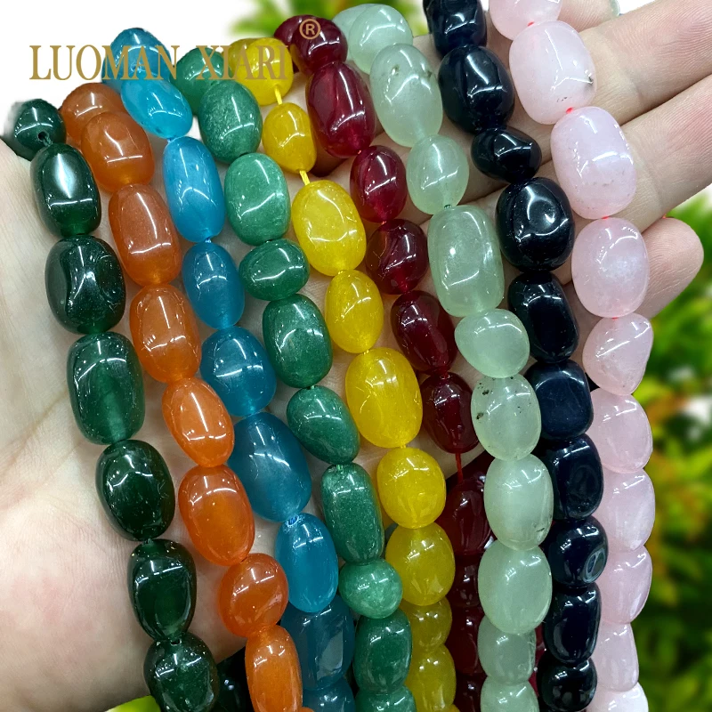 10x15mm Natürlicher Chalcedon Amazonit Grüner Jadestein Unregelmäßige lose Distanzperlen für Schmuckherstellung Diy Armband Zubehör