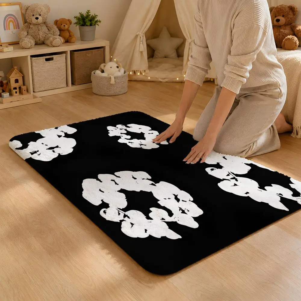 D-Denim Fashion T-Tears Floor Mat Flannel Rug Non Slip Absorbent Soft Washable For Entryway Hallway Bathroom Kitchen Decor