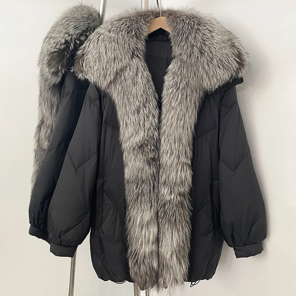 سترات قصيرة غير رسمية على الموضة الكورية للشتاء لعام 2025 بياقة من فرو الثعلب الحقيقي وأكمام طويلة معطف سميك للنساء معاطف خارجية