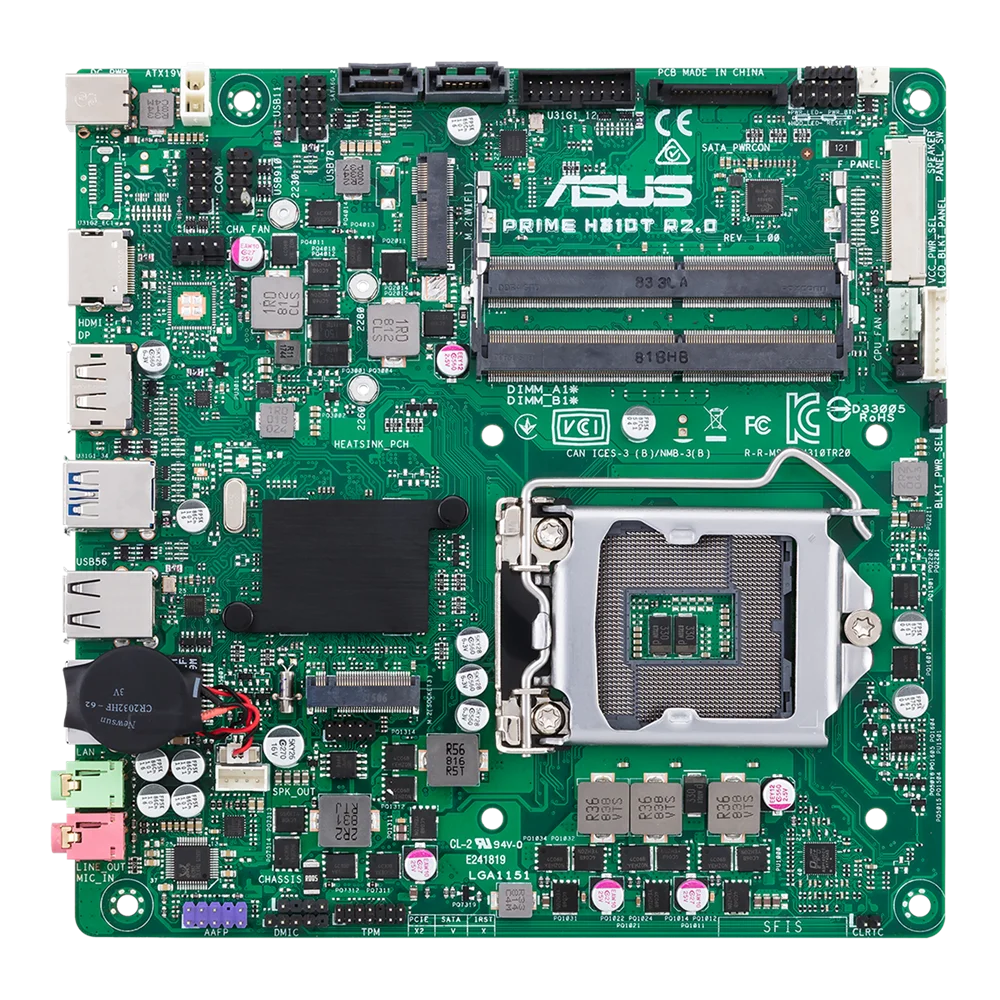 Placa-mãe Asus PRIME-H310T R2.0, Intel H310, DDR4, 32GB, suporta Intel para 9ª e 8ª geração Core Cpu, USB 3.1, HDMI, Mini ITX