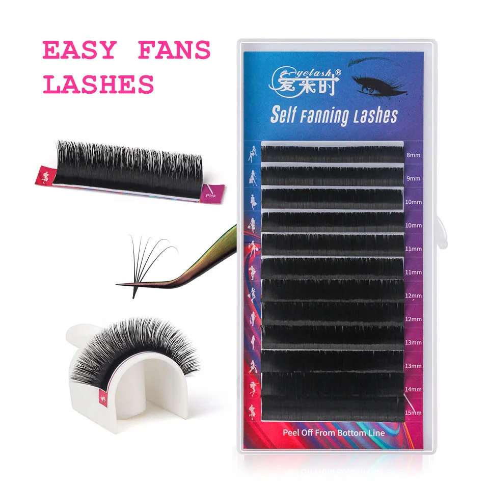 

NEWCOME Easy Fan Lash Bloom Individual Eyelash Extension Faux Mink Eyelashes Soft Natural Lash Extension Volume Russo Auto Fans