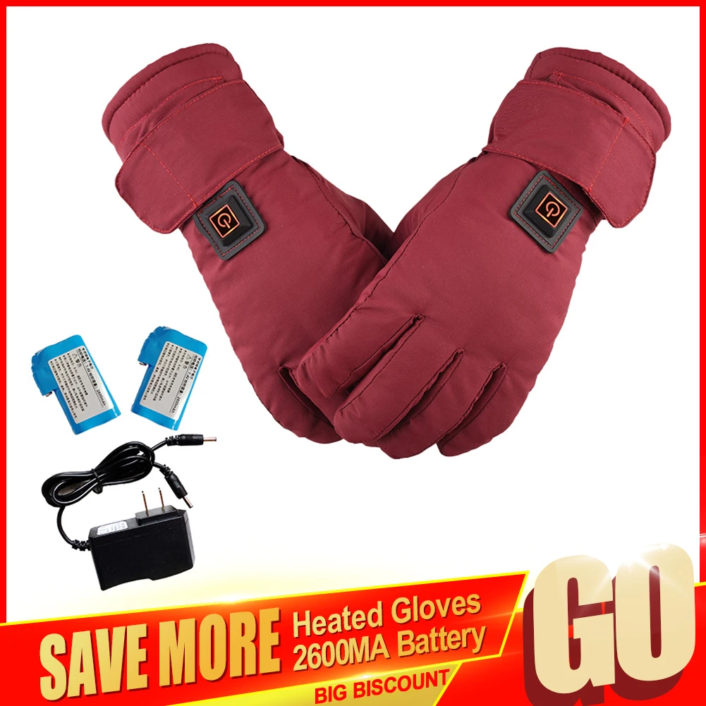 

Women Electric Heated Gloves Rechargeable 2600MA Lithium Battery Waterproof Touch Screen Motorcycle Scooter Skiing Heating Glove