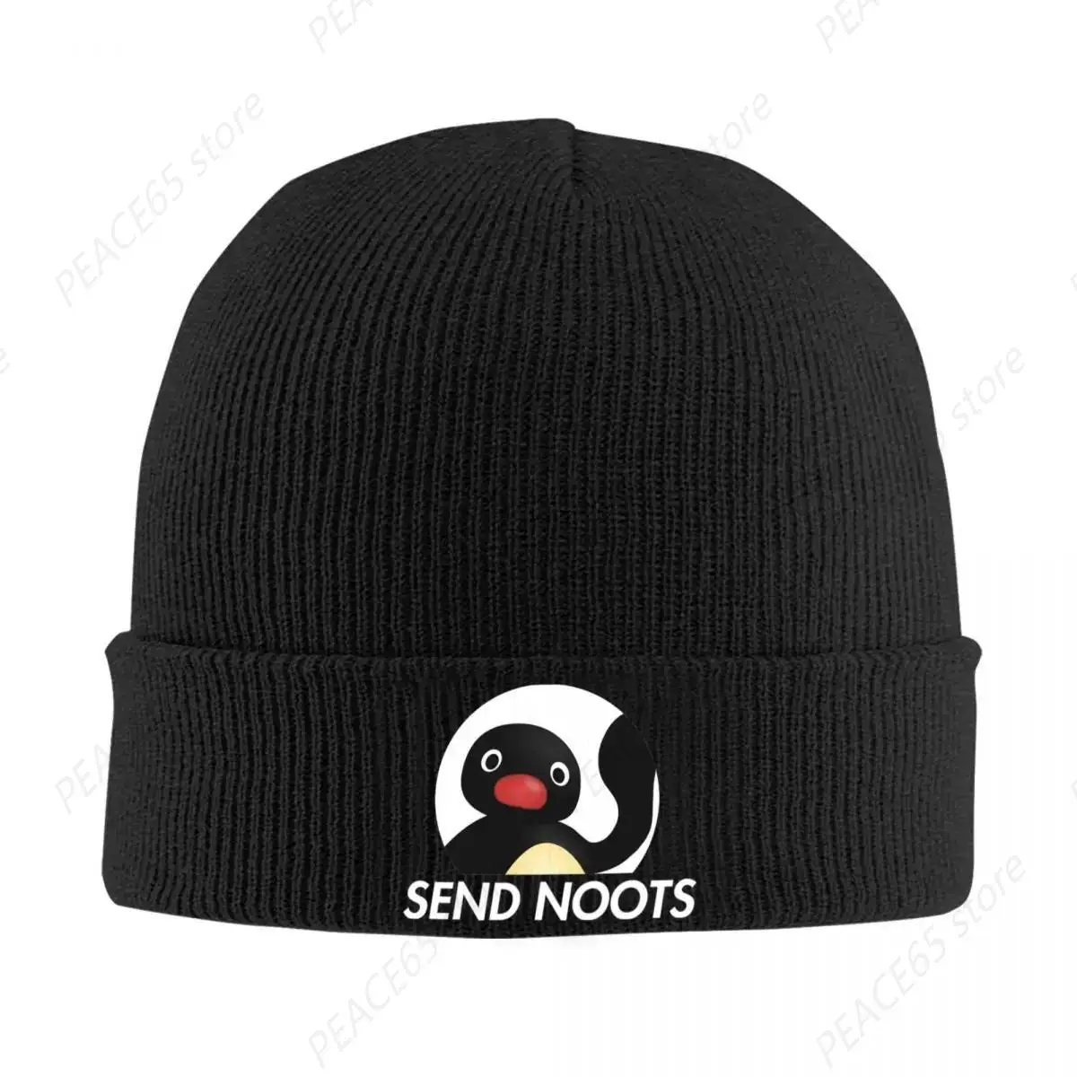 Cute Penguin Send Noots Knitted Caps Women'S Men'S Beanie Winter Hat Funny Pingu Meme Warm Caps