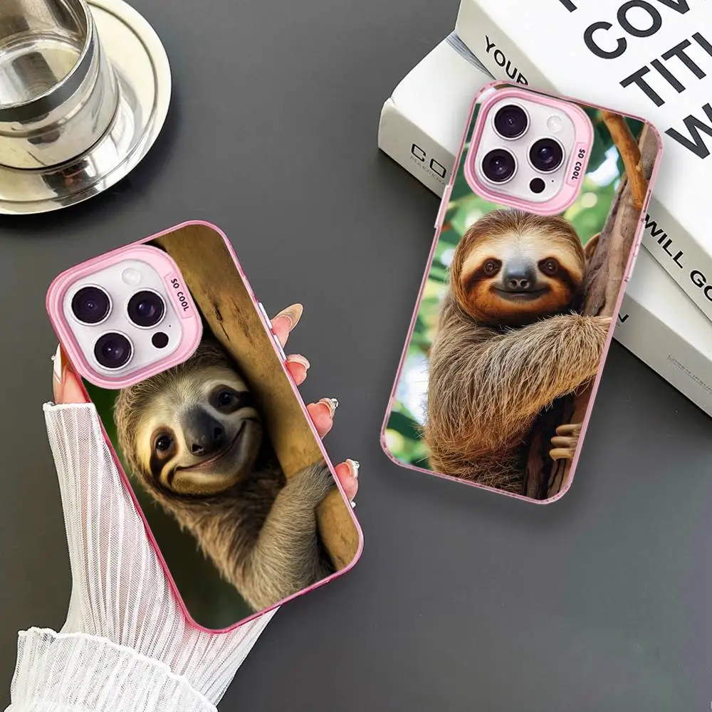 

Funny Cute Sloths Phone Case For iPhone 16,15,14,13,12,11,Mini,Pro,MAX Pink Matte Shockproof Cover