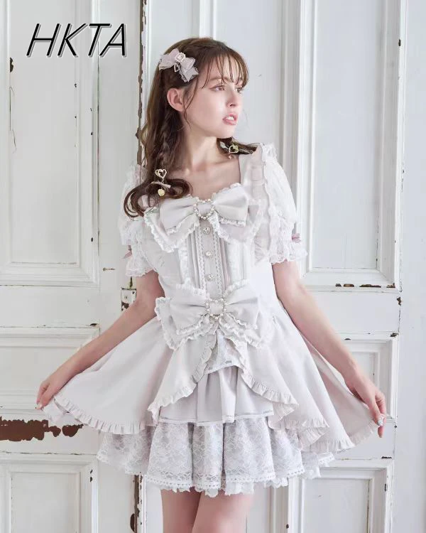 Liz Dress Set Women Outfit Japanese Cute Girl Mini Mass Production Sweet Bow Sh… - Image 3