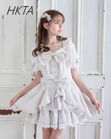 Liz Dress Set Women Outfit Japanese Cute Girl Mini Mass Production Sweet Bow Short Sleeve Lolita Cake Dress Shorts Two-piece Set 3