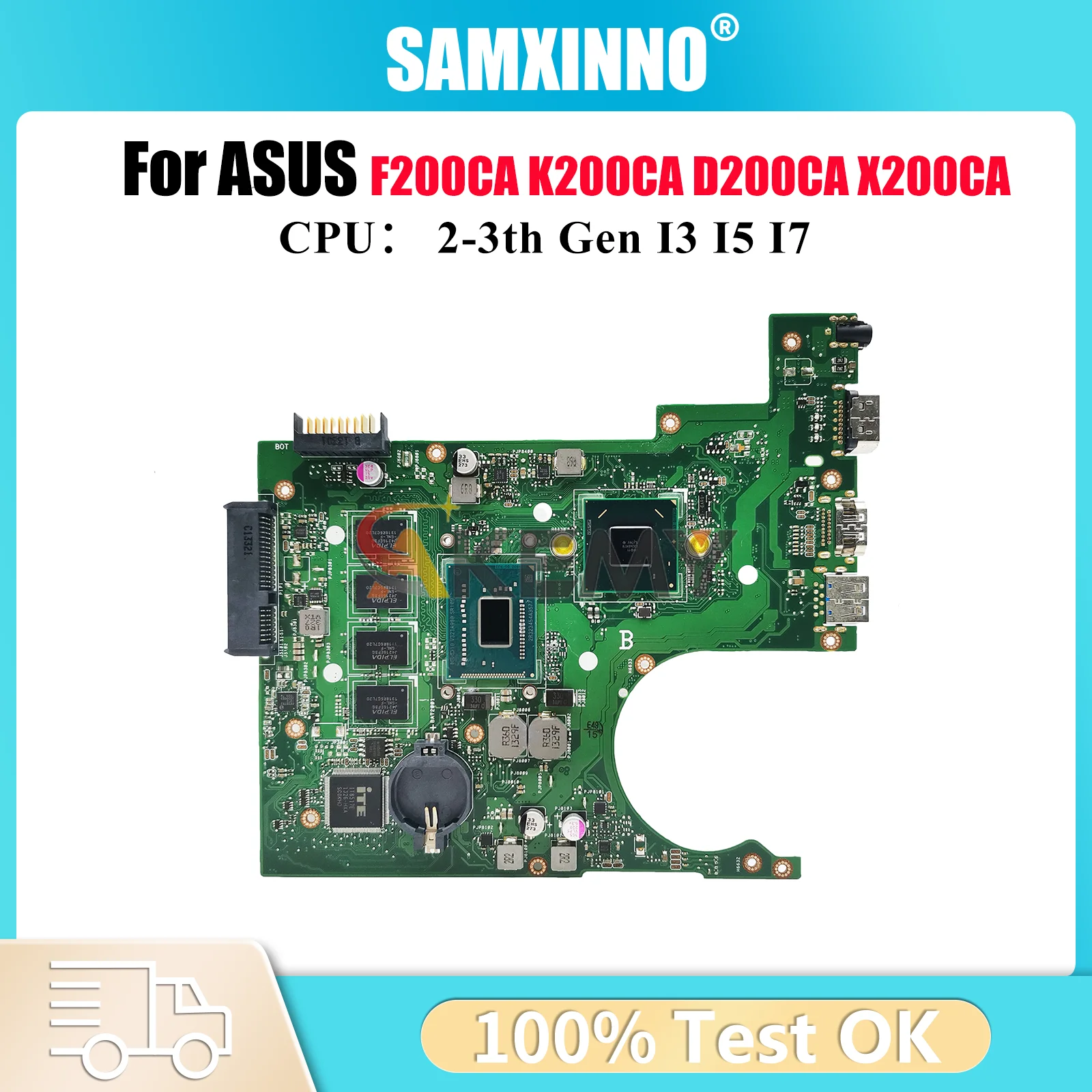 

X200CA Laptop Motherboard For ASUS VivoBook X200CA K200CA D200CA F200CA X200C Notebook Mainboard With I3 I5 I7 CPU 100% tests OK