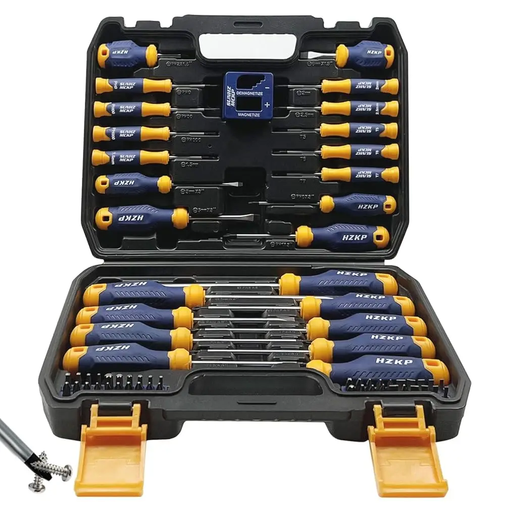 

Sunhzmckp Magnetic Screwdriver Set 66-Piece, S2- Alloy Tool Steel, Ludes Slotted/Phillips/Torx Mini Precision Screwdrivers,
