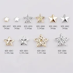 10pcs Gold Silver Mini Nail Gems Jewelry Star Shape Alloy Charms Rhinestone Press On Nails Flatback Manicure Nail Glitter Parts